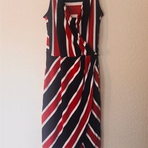 Striped Sleeveless Dress - Red, Black, and White